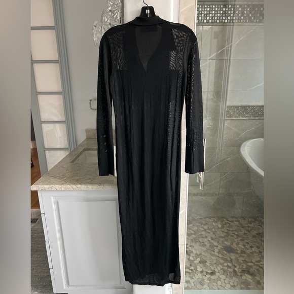 AYA MUSE Amur Mesh Button-Front Collared Maxi Dress Black - Picture 9 of 13